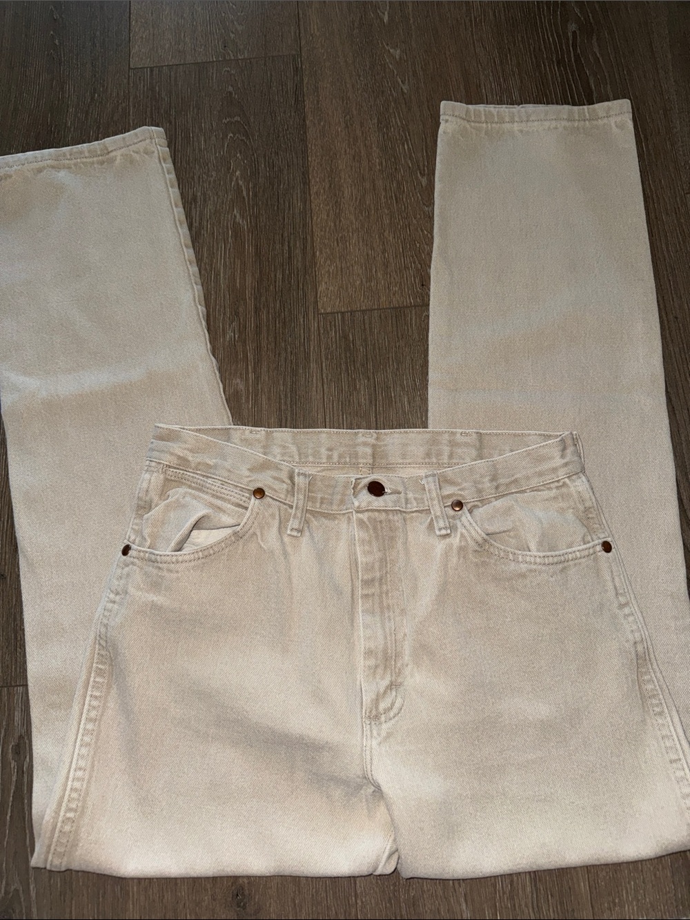 Wrangler 32x34 1013MWZTN Jeans Mens Tan Cowboy Cut Straight Leg Denim